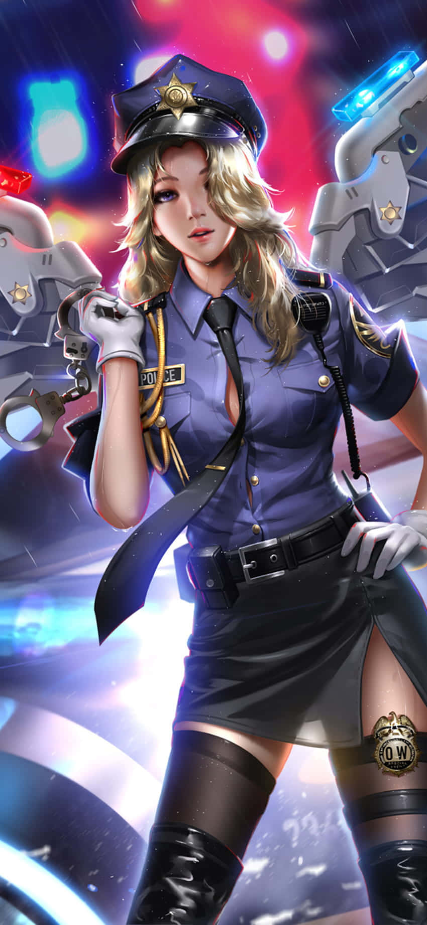 メルシー 警察官ユニフォーム iPhone XS Overwatch 背景 壁紙