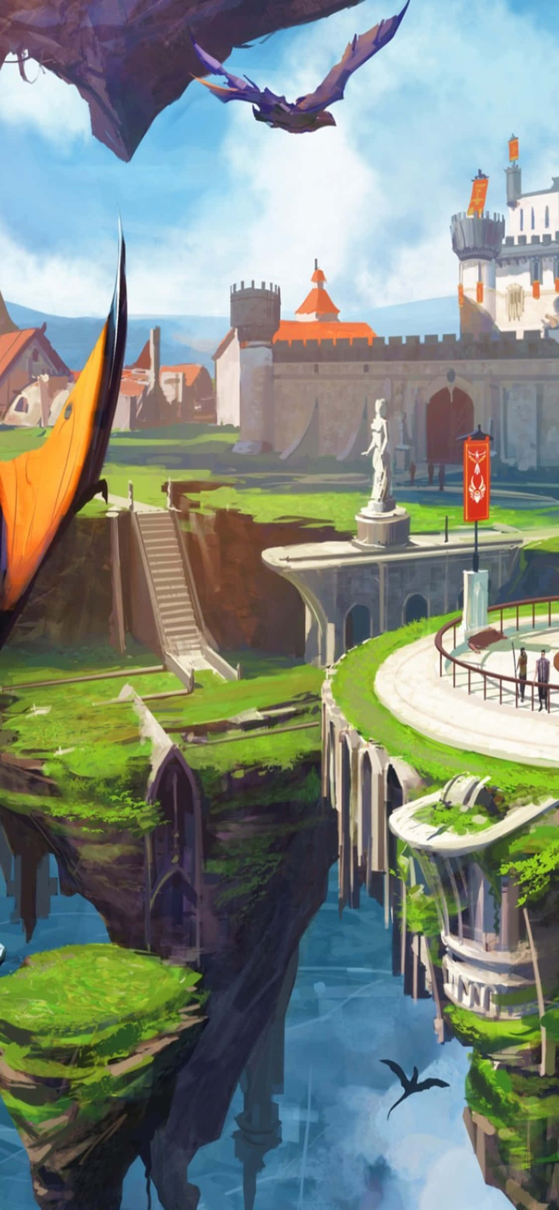 iPhone Xs Runescape背景 城とドラゴンのファンアート絵画 壁紙