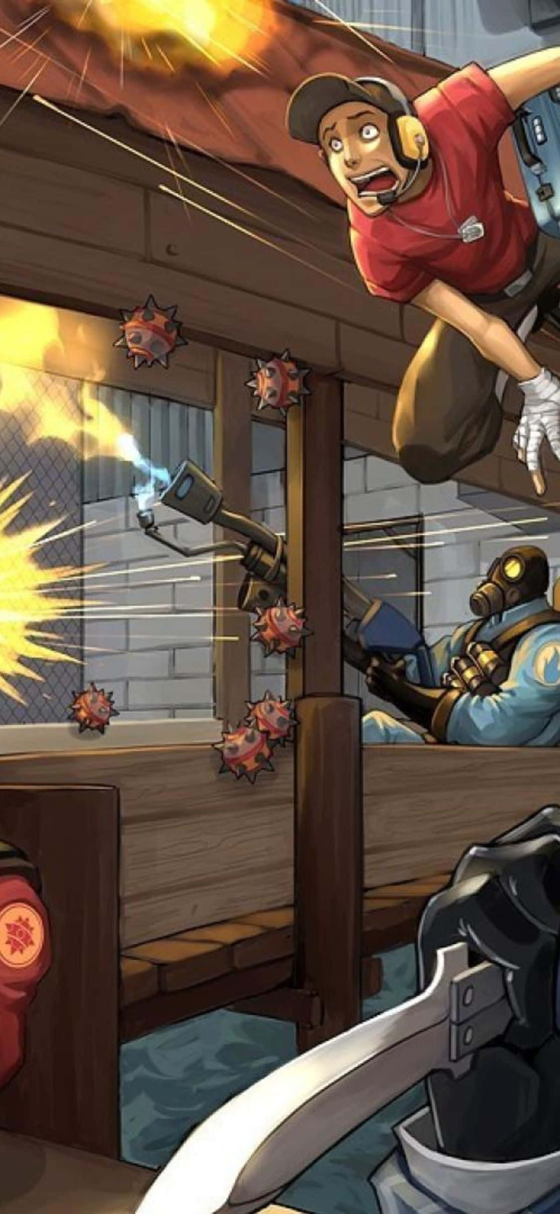 iPhone XS Team Fortress 2 コミック風アート背景 壁紙