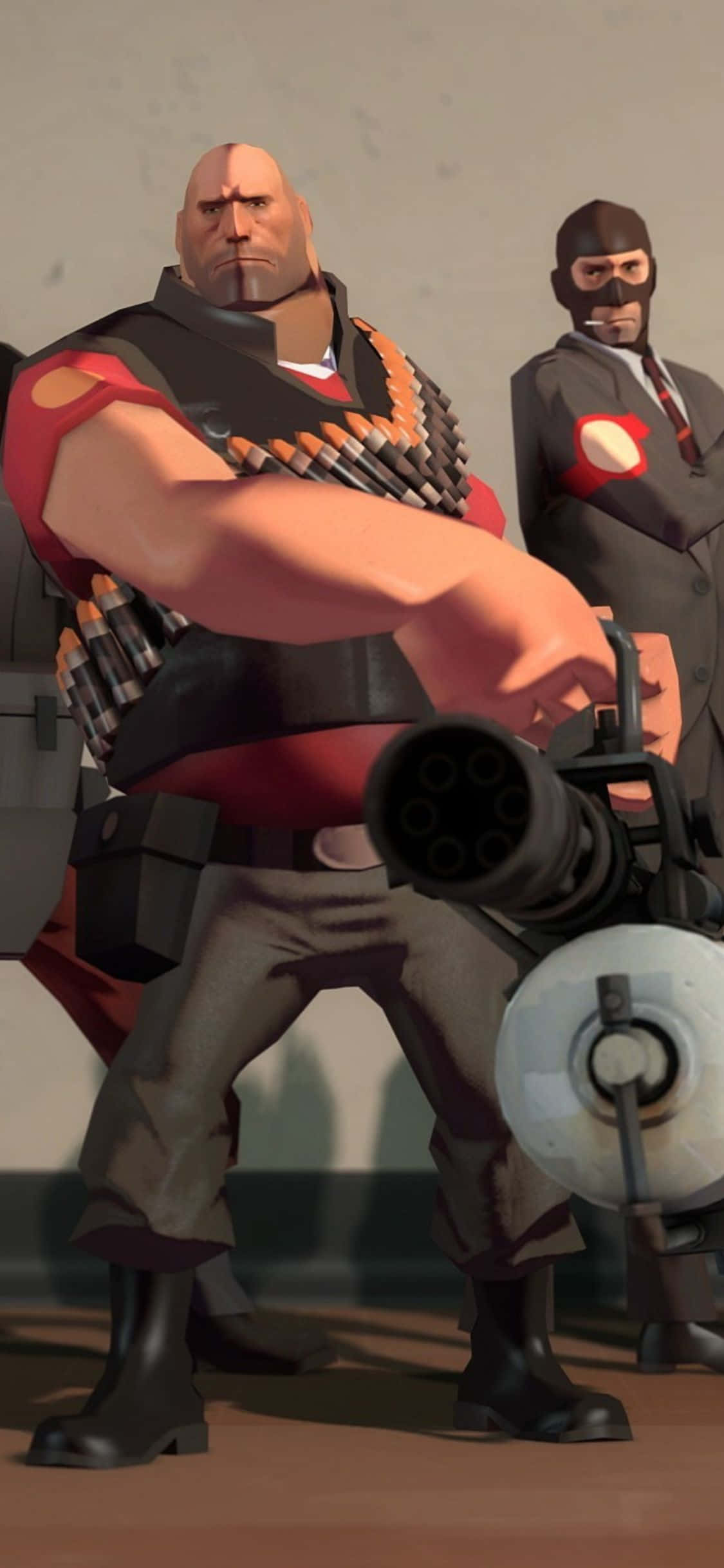 iPhone XS Team Fortress 2 ヘビー＆スパイ背景 壁紙