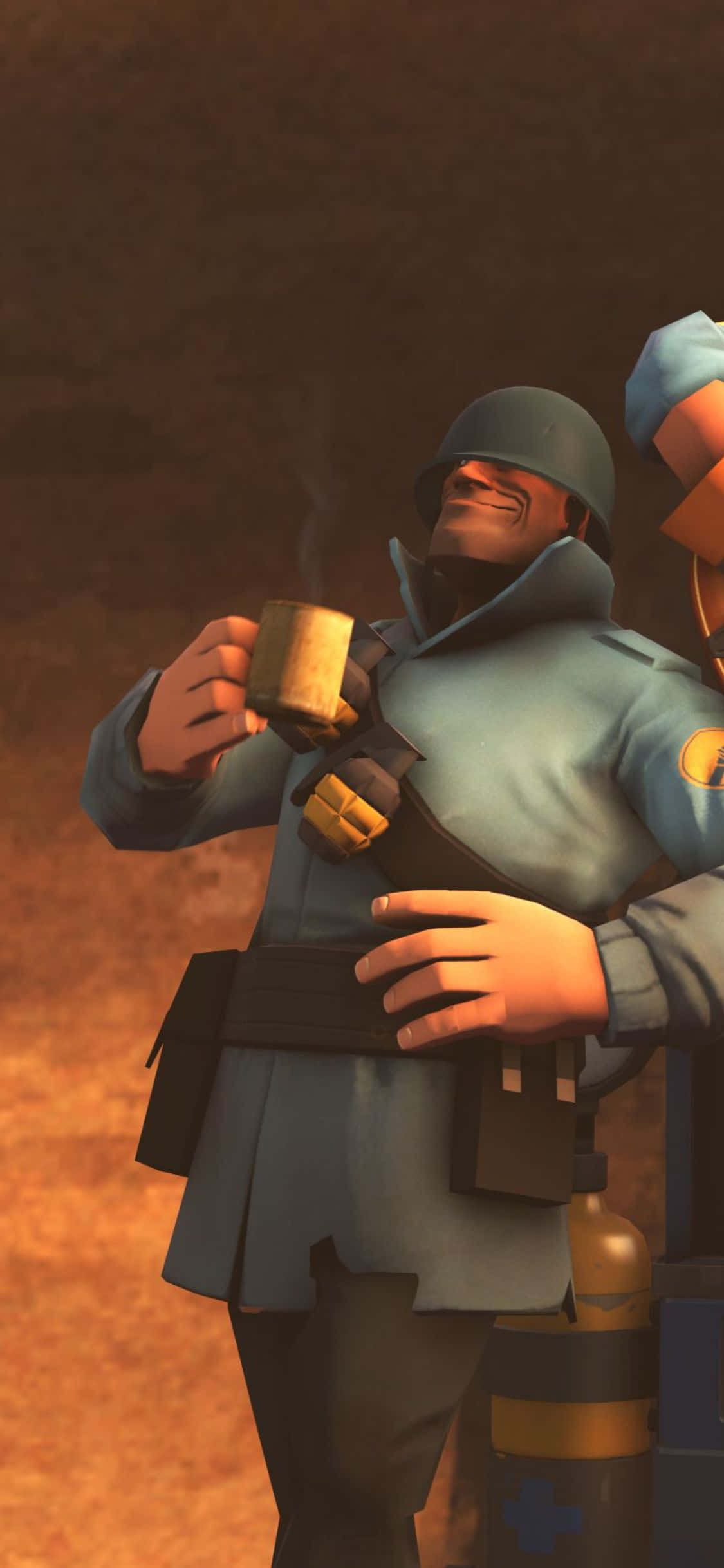 iPhone XS Team Fortress 2 青いSoldier背景 壁紙