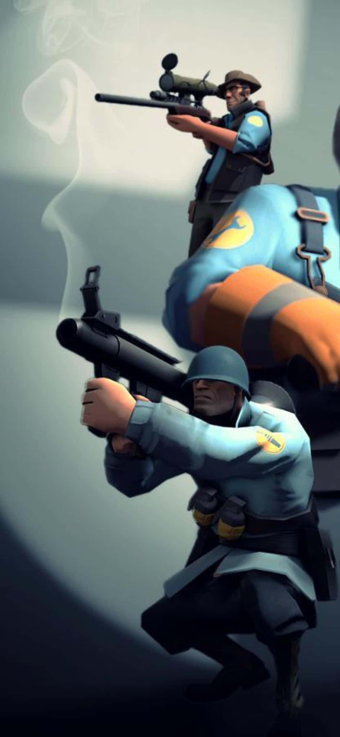 iPhone XS Team Fortress 2 青いユニフォームのキャラクター背景 壁紙