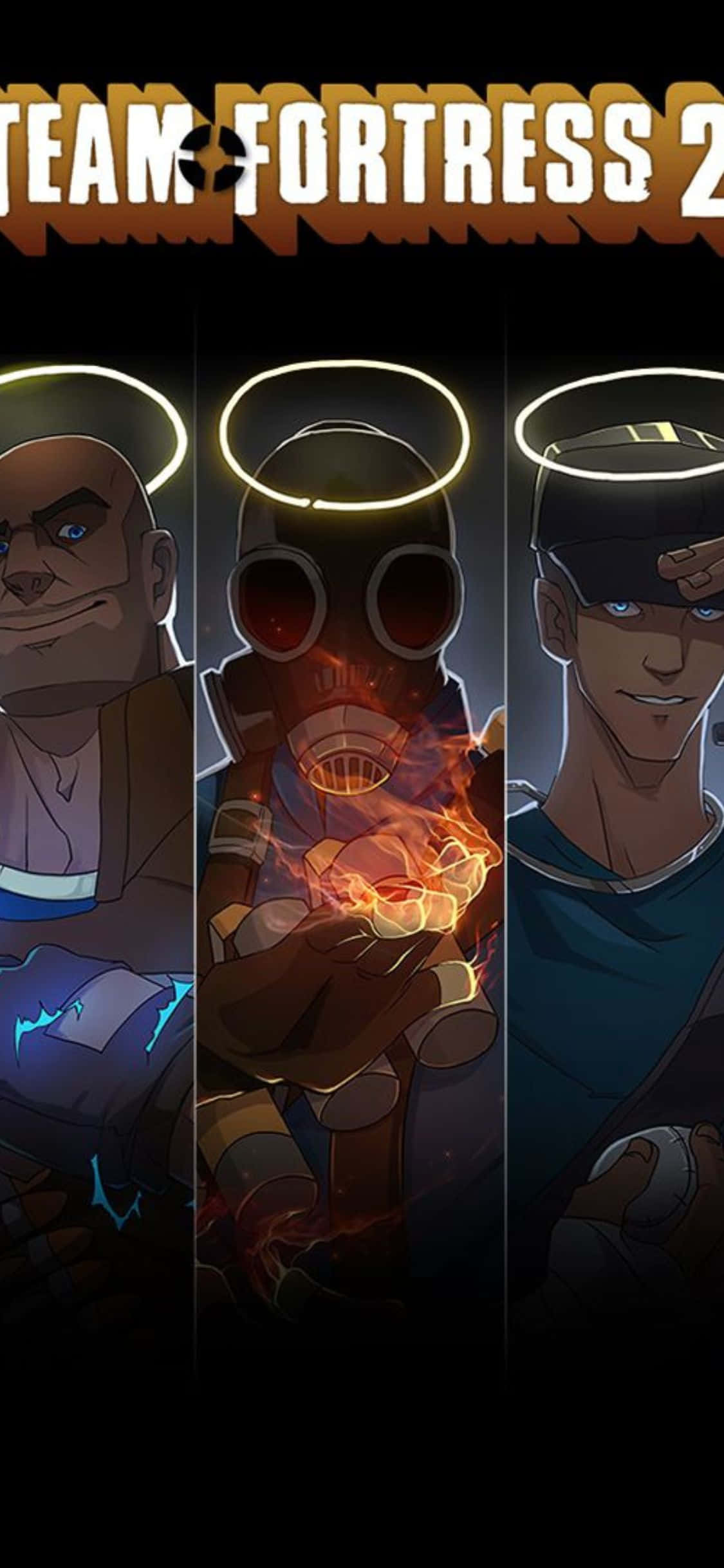 iPhone XS Team Fortress 2 キャラクターモンタージュ背景 ファンアート 壁紙