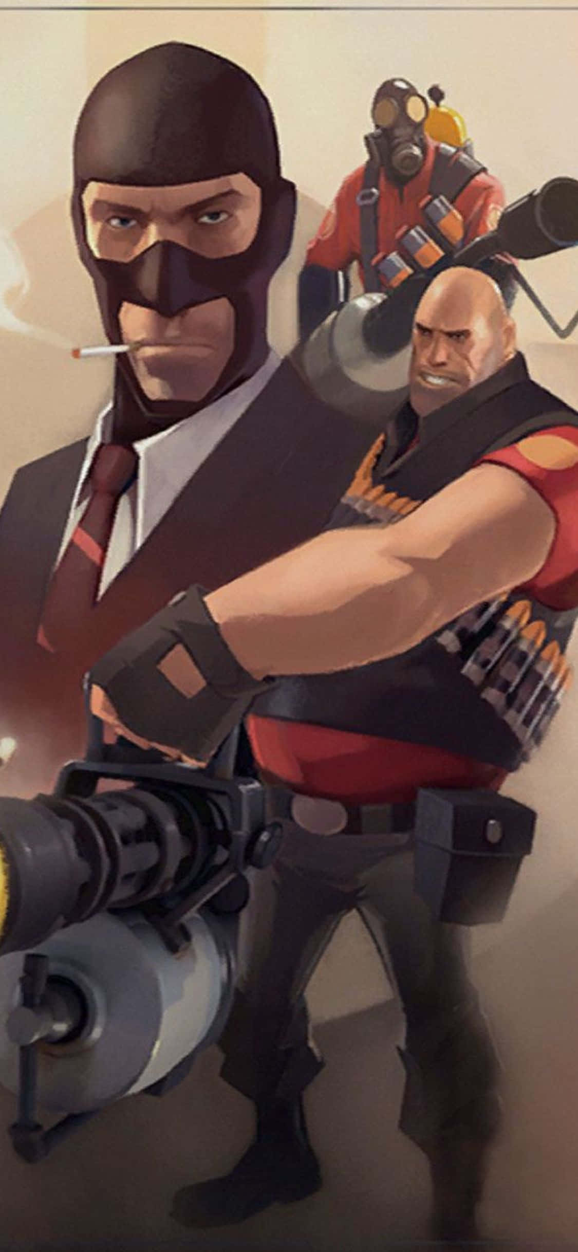 iPhone Xs TF2 背景 スパイ、パイロ、ヘビーのポスター 壁紙