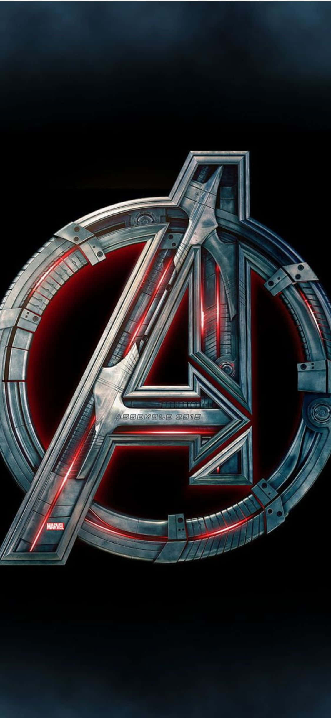 iPhone XS メタリックロゴ Avengers 背景 壁紙