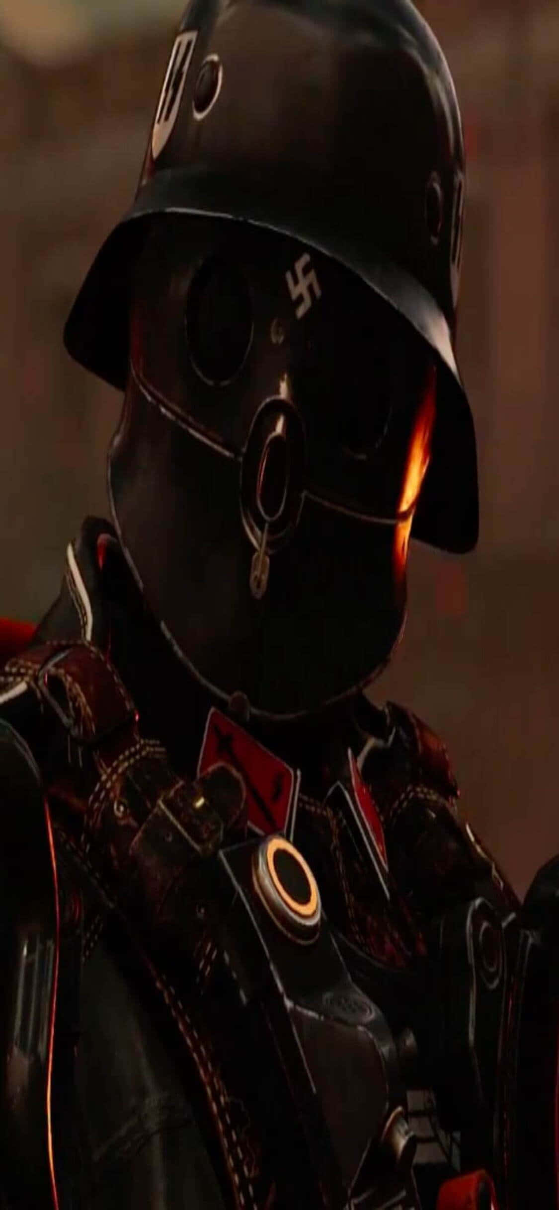 iPhone Xs Wolfenstein II ナチス黒衣装背景 壁紙
