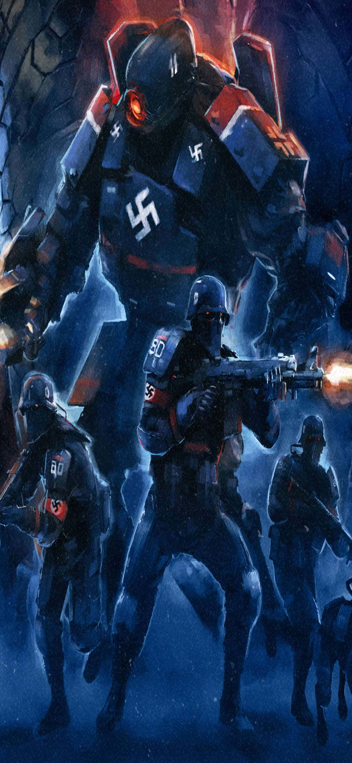 iPhone Xs Wolfenstein II ナチス兵士背景 壁紙