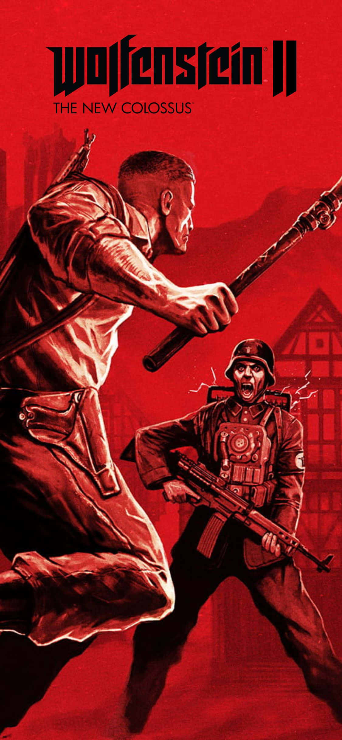iPhone Xs Wolfenstein II 血のような赤背景 壁紙