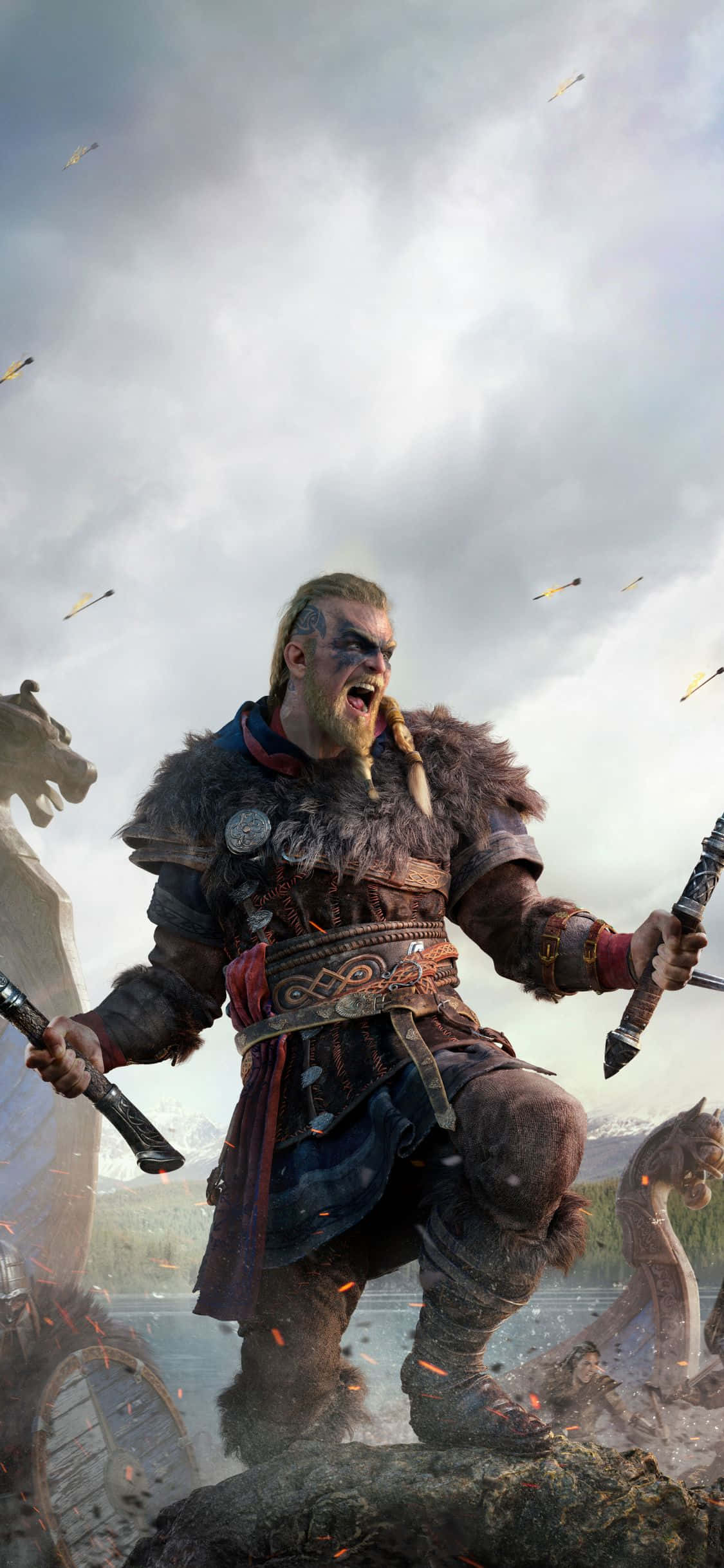 iPhone Xs アサシン クリード ヴァルハラ 叫ぶエイヴォルの背景 壁紙