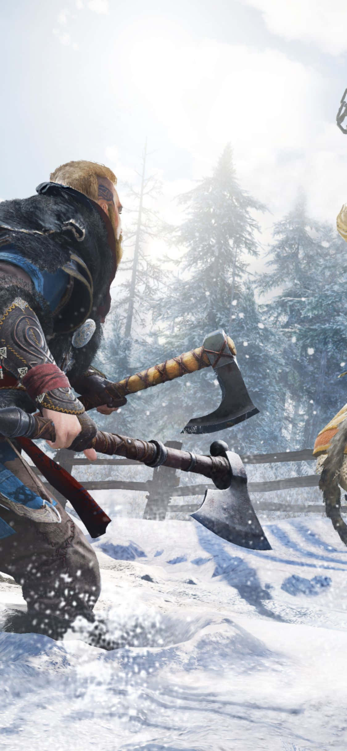 iPhone XS アサシン クリード ヴァルハラ 両手斧の男 背景 壁紙