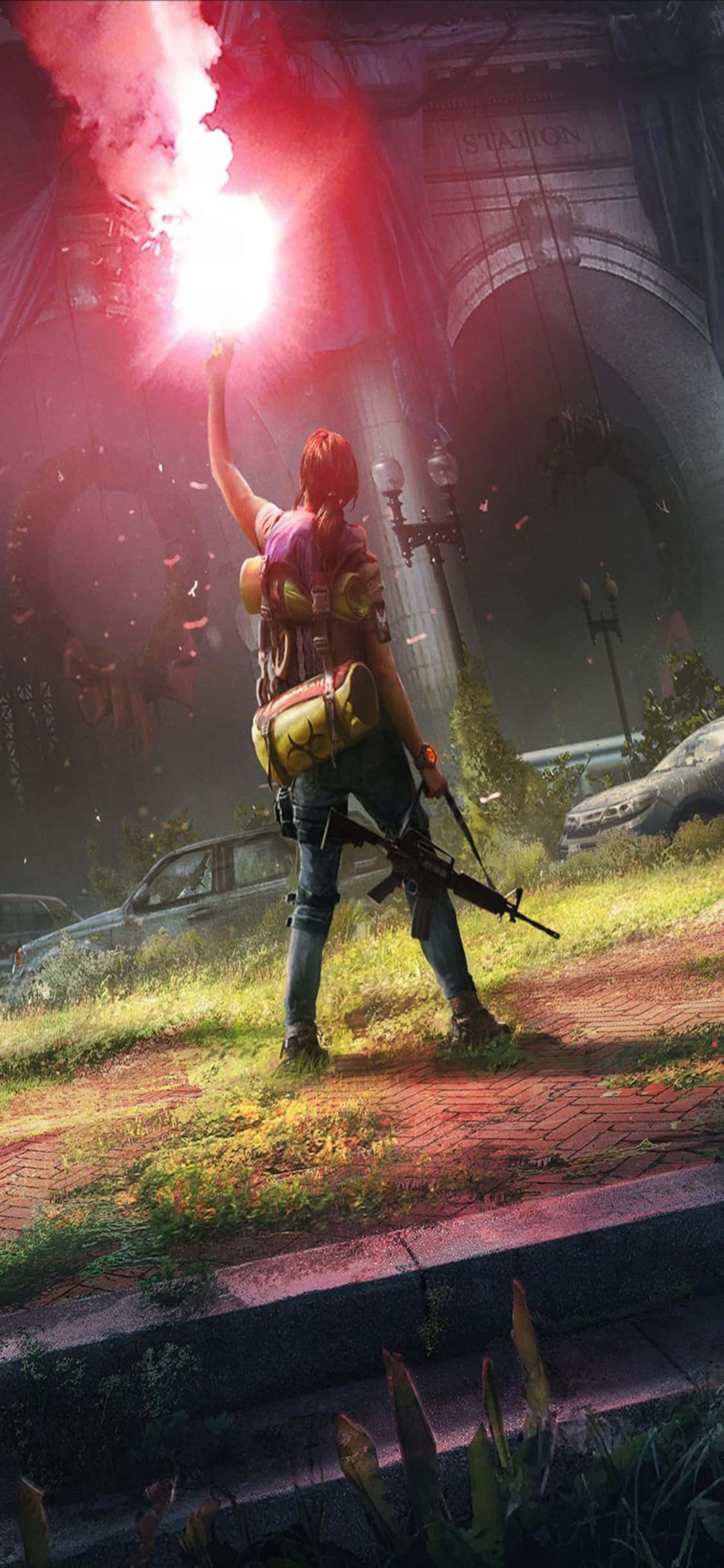 iPhone Xs 背景『The Division』フレアガンを持つ女 壁紙