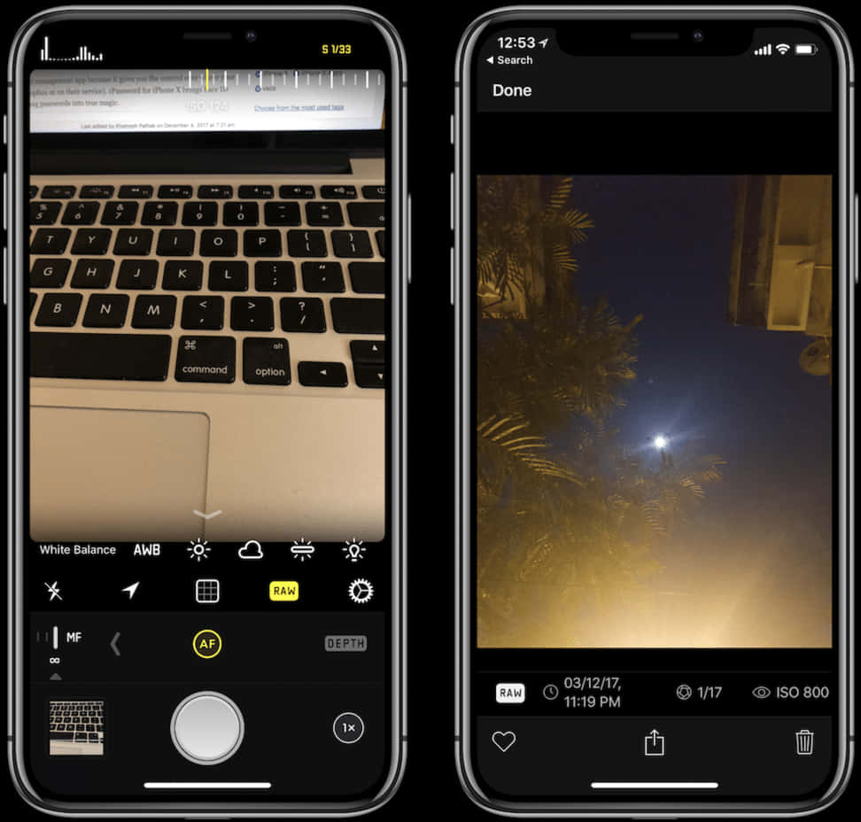 iPhone12 カメラインターフェース 夜景撮影 壁紙
