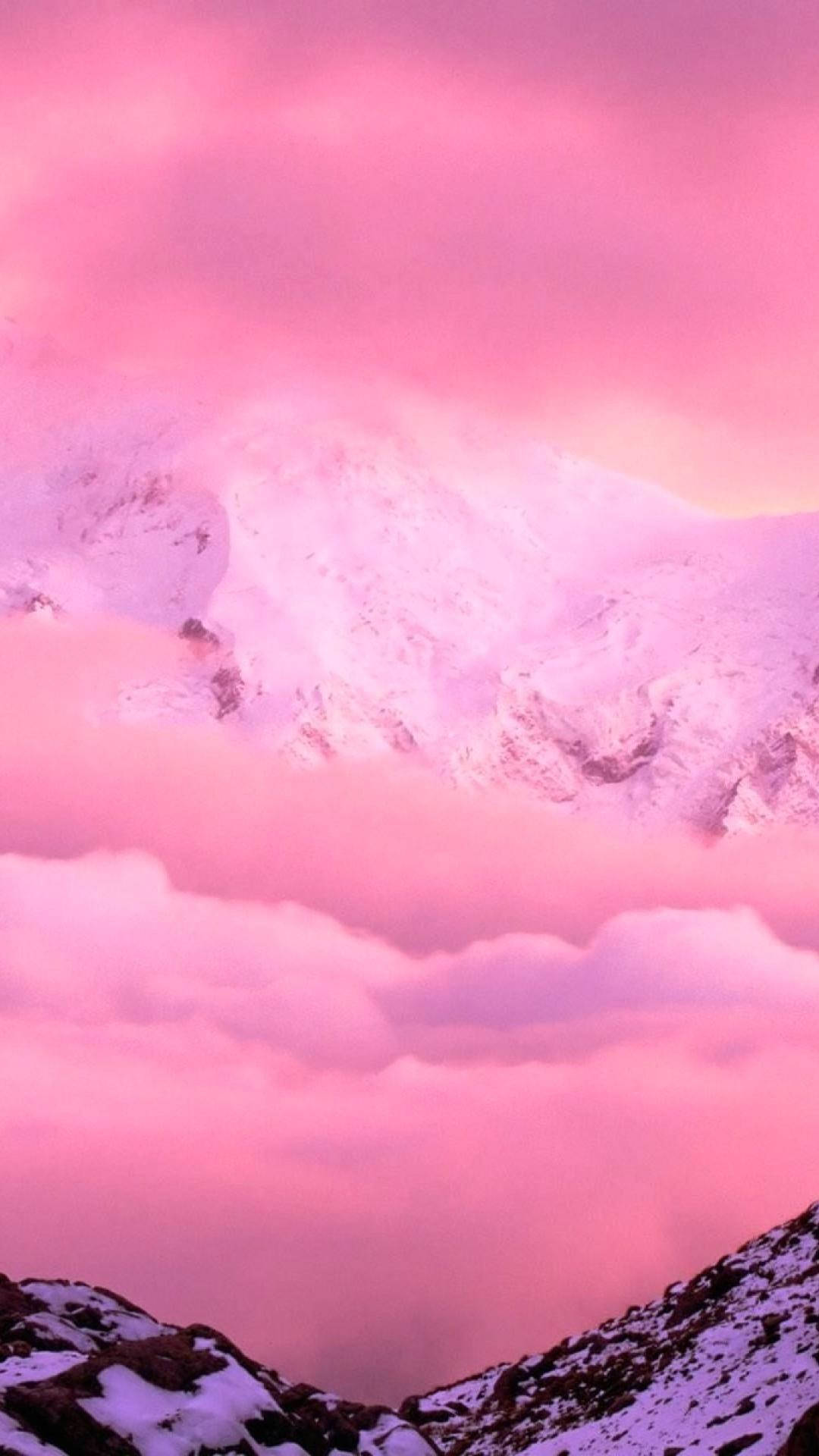 iPhoneピンクの美的雪山 壁紙