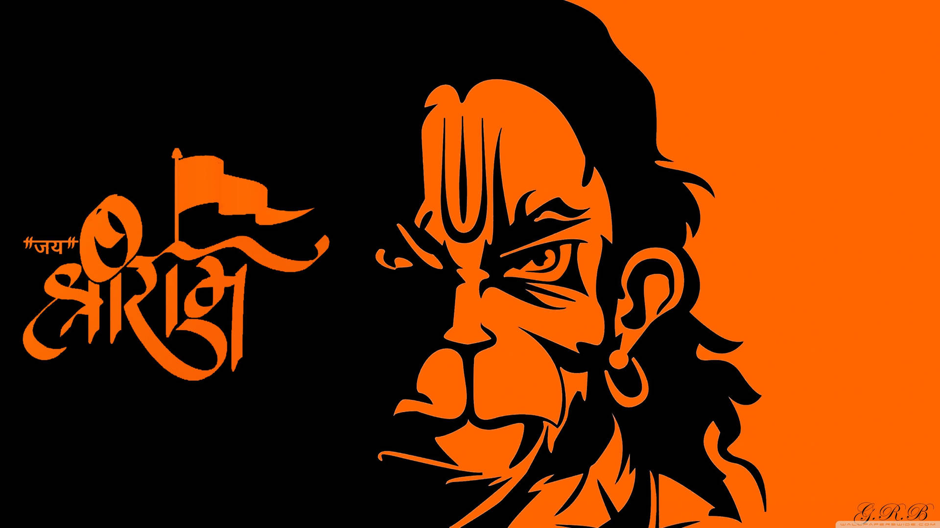 Jai Shree Ram HD ブラック オレンジ フェイス — ミニマリスト 壁紙
