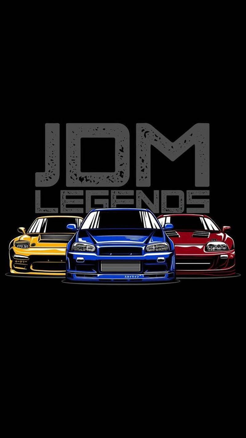 ブラック背景に並ぶJDM車 壁紙