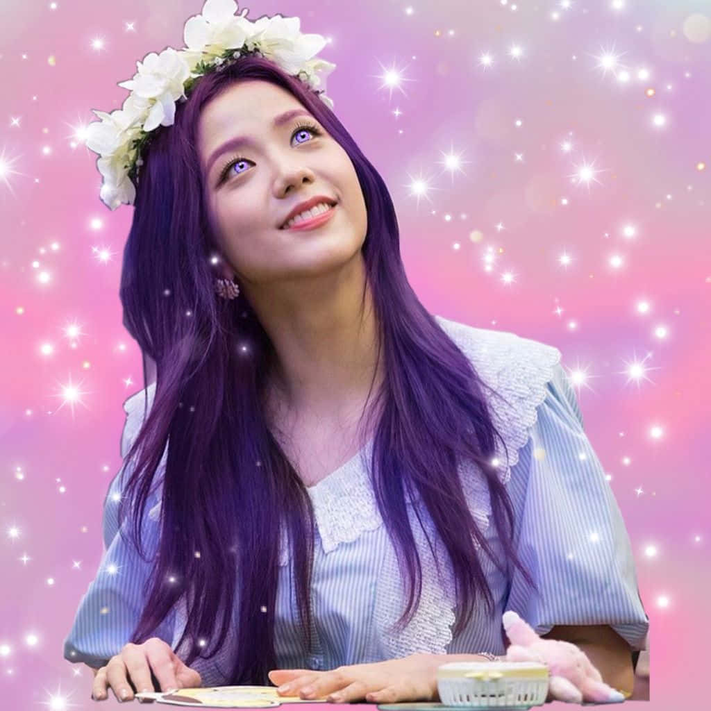 Jisoo Blackpink 紫の瞳と紫の髪 壁紙