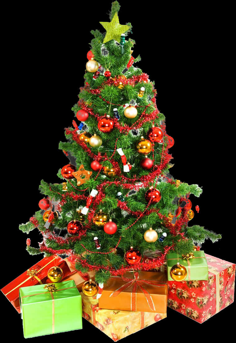 クリスマスツリーとプレゼントの祝祭イメージ.JPG 壁紙