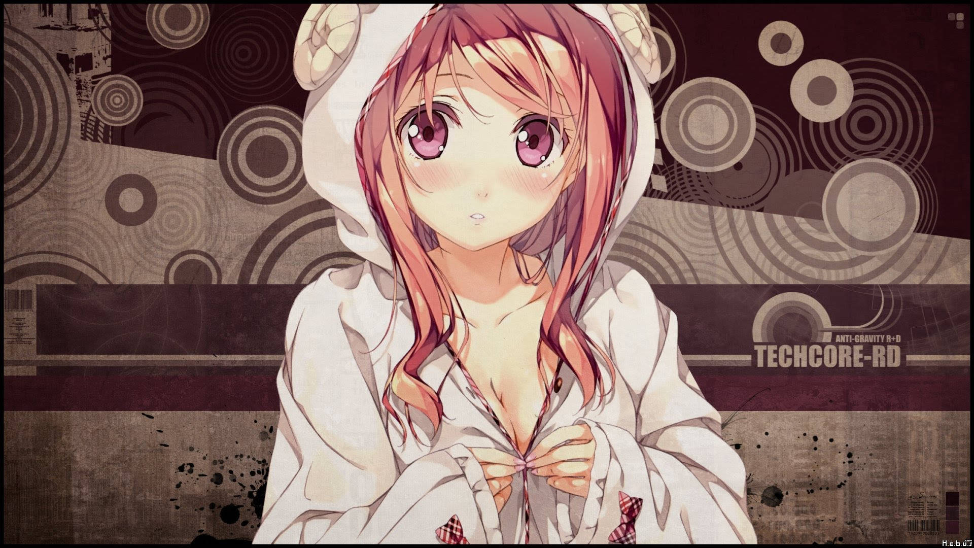 Kantoku描き下ろしアニメ風フード姿の少女 壁紙