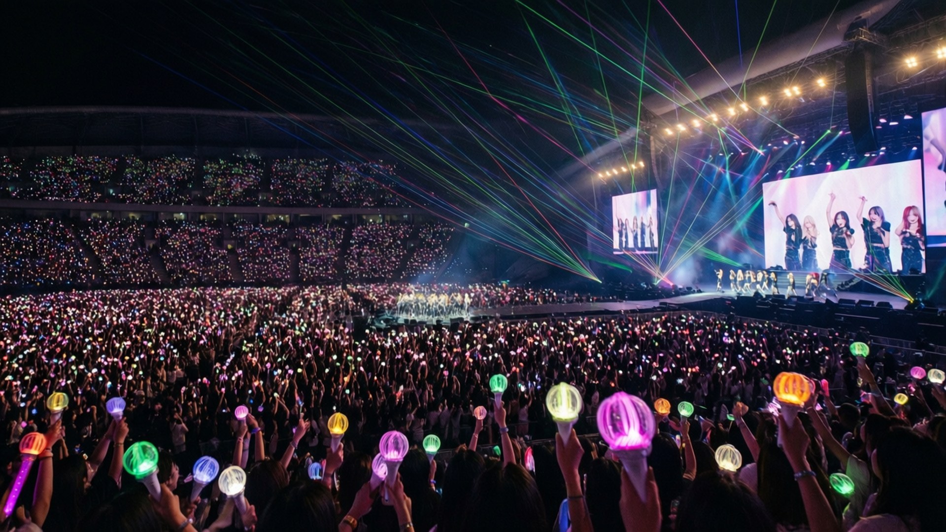 Kpopコンサートのペンライトの海 壁紙
