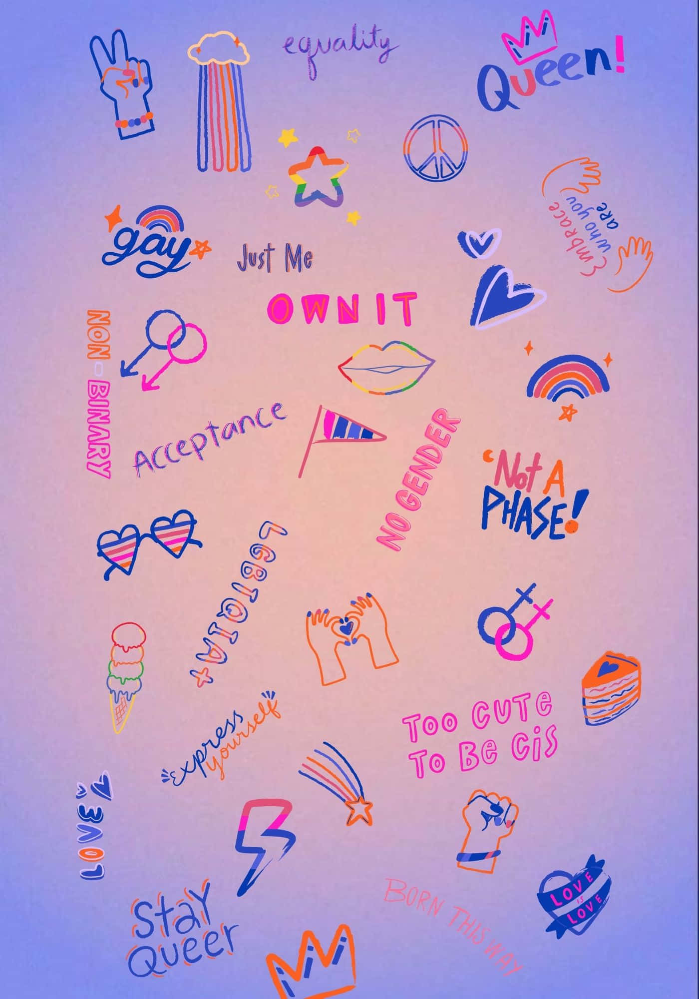 クールなLGBTプライドの落書き背景 壁紙