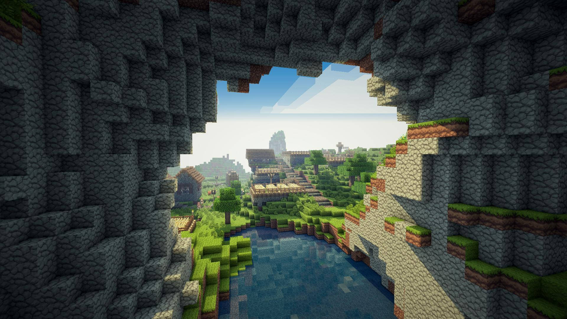 Minecraftの大洞窟での冒険的発見 壁紙