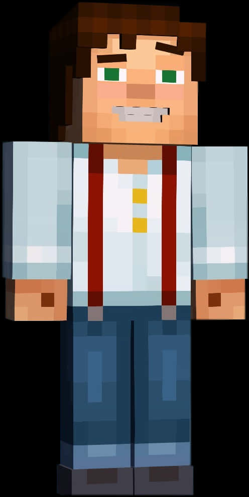 Minecraft_赤いサスペンダーのキャラクター 壁紙