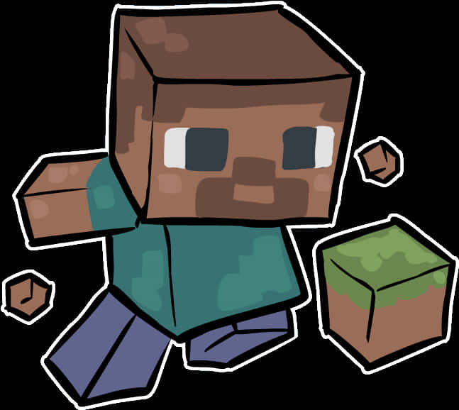 Minecraft キャラクターとブロック ベクター 壁紙