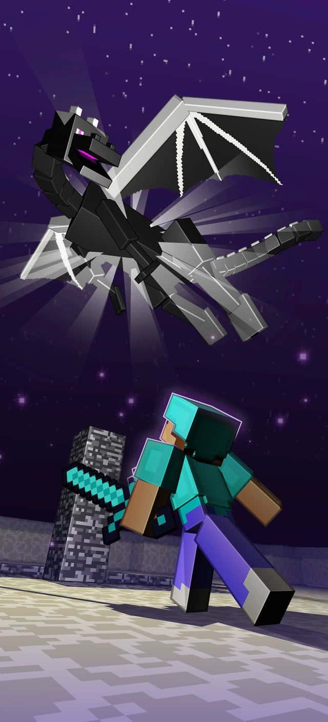 Minecraftのキャラクターが表現する冒険の喜び 壁紙