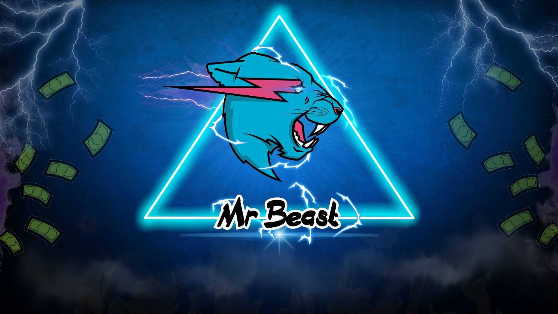 Mr Beastのロゴとネオントライアングル 壁紙