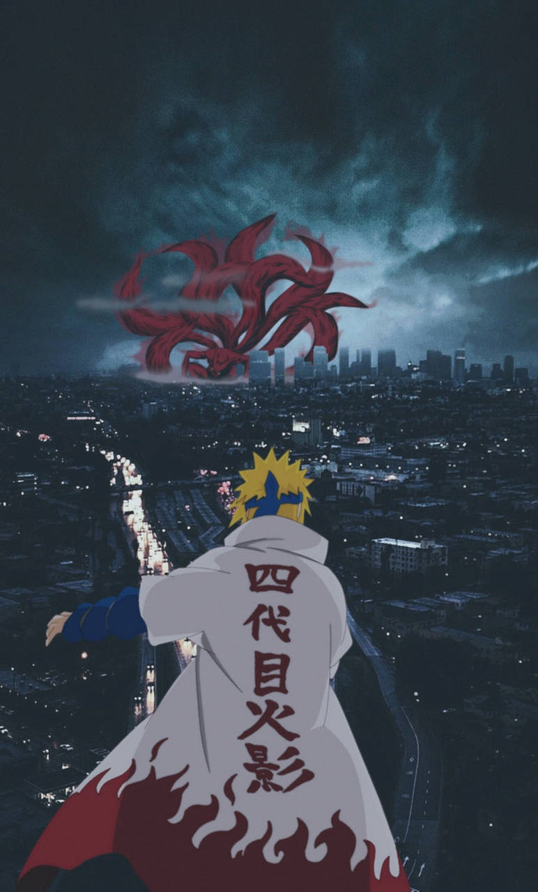 ミナト対九尾の妖狐 アートなNARUTO 壁紙