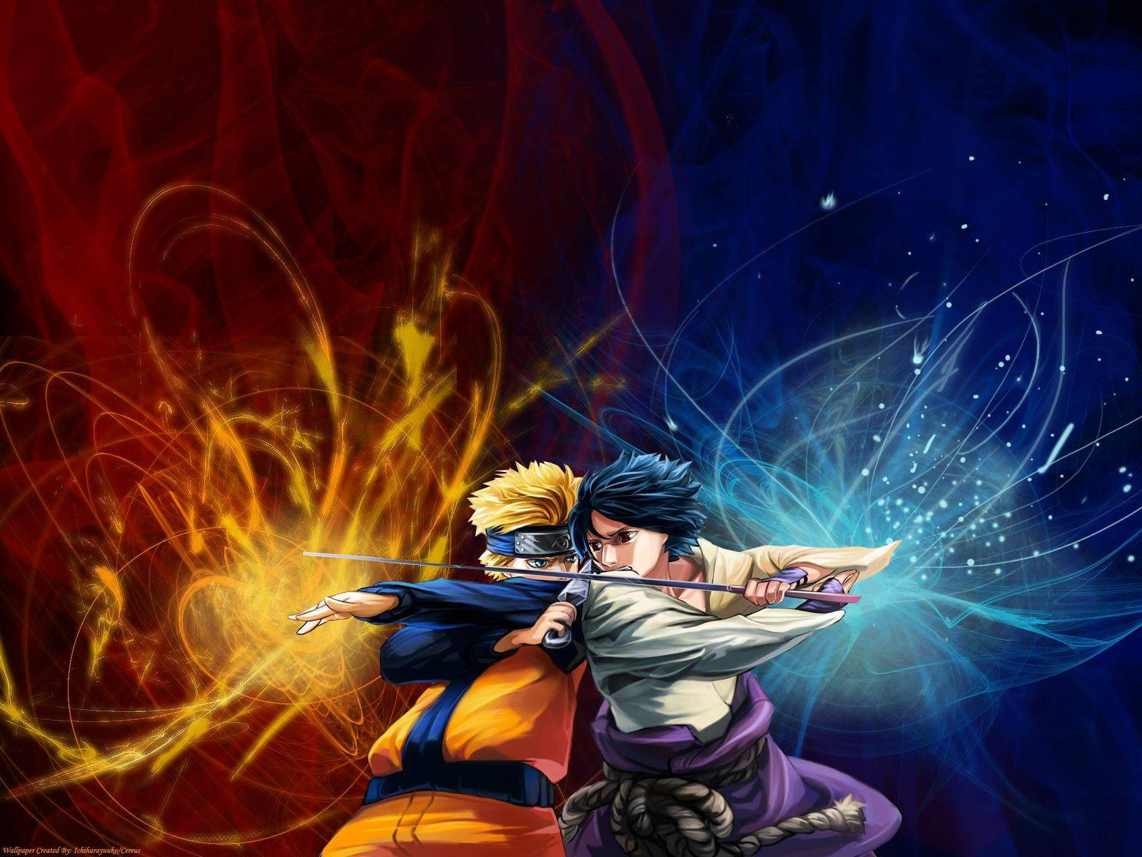 Naruto対サスケの迫力あるデジタルアート 壁紙