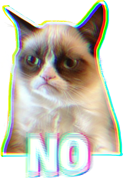 不機嫌な猫のグリッチアート「NO」ミーム 壁紙