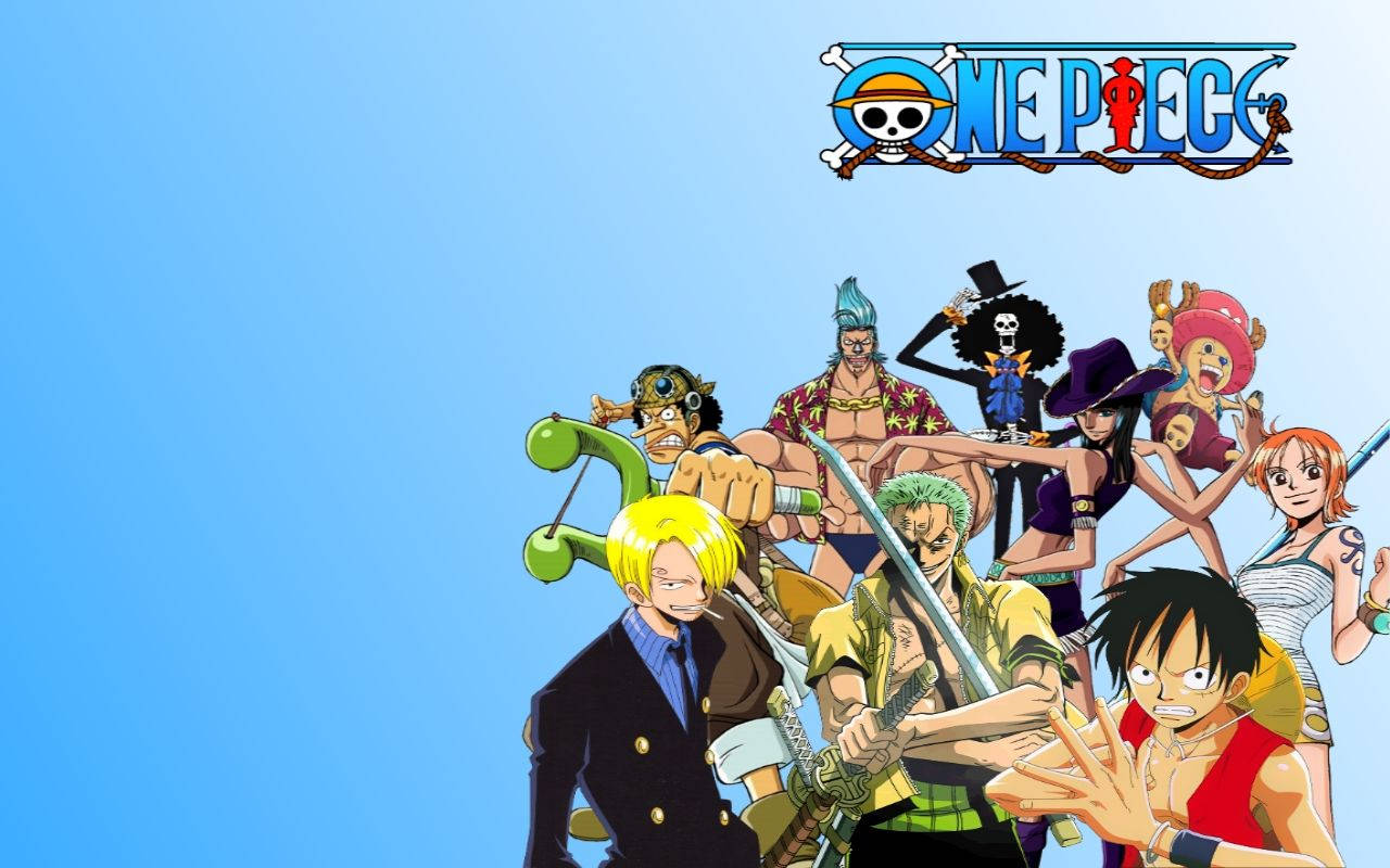 夕日の中を航海するONE PIECEのクルー 壁紙
