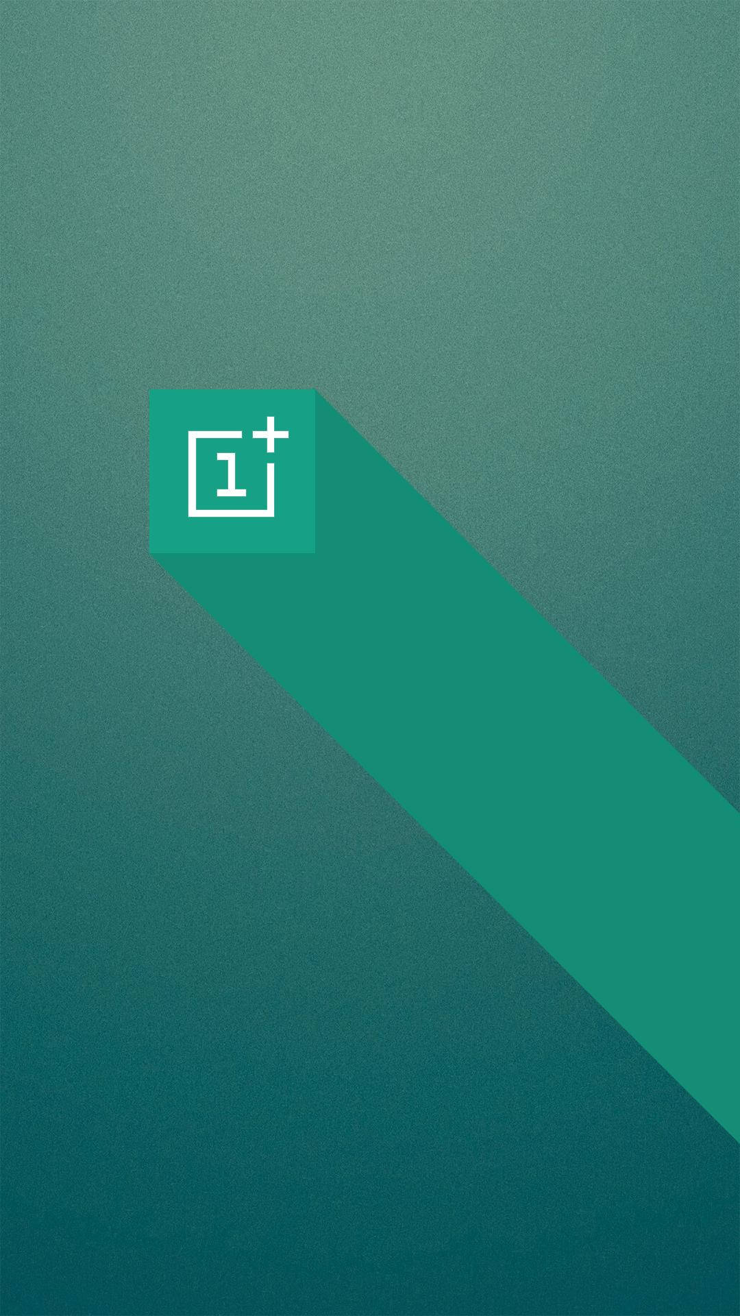 緑のキューブに浮かぶOneplusロゴ 壁紙
