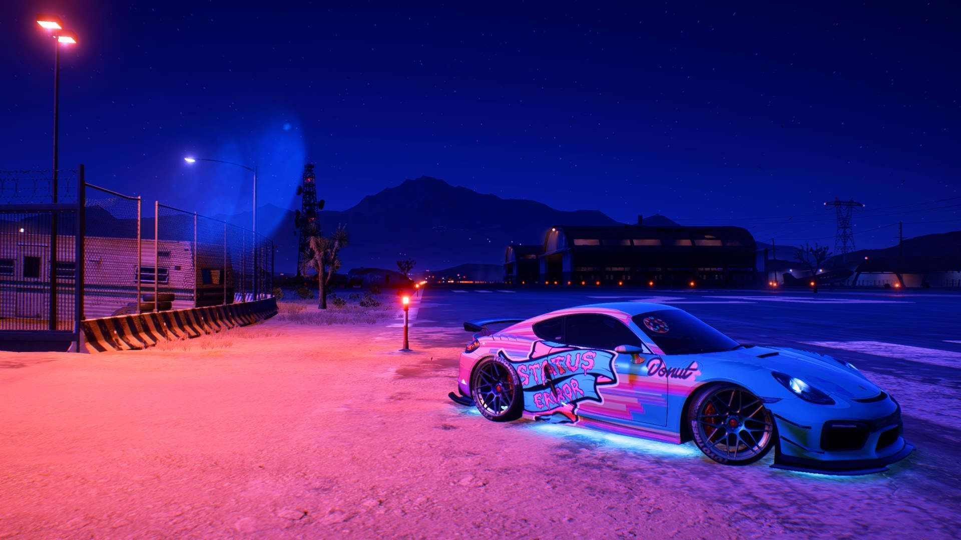雪の上のピンクの車のPC用壁紙 壁紙