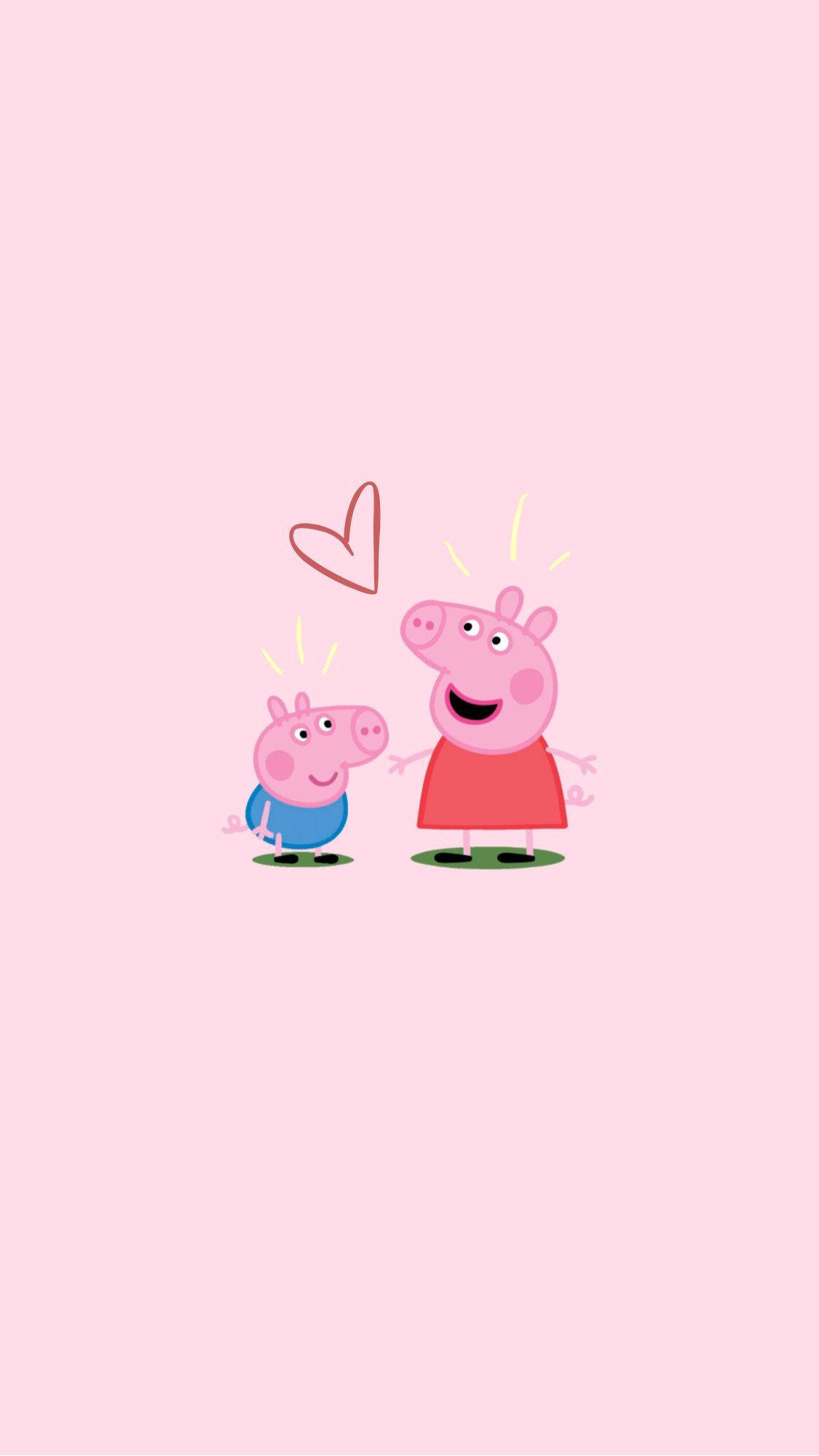 Peppa Pig の iPhone とジョージのハート 壁紙