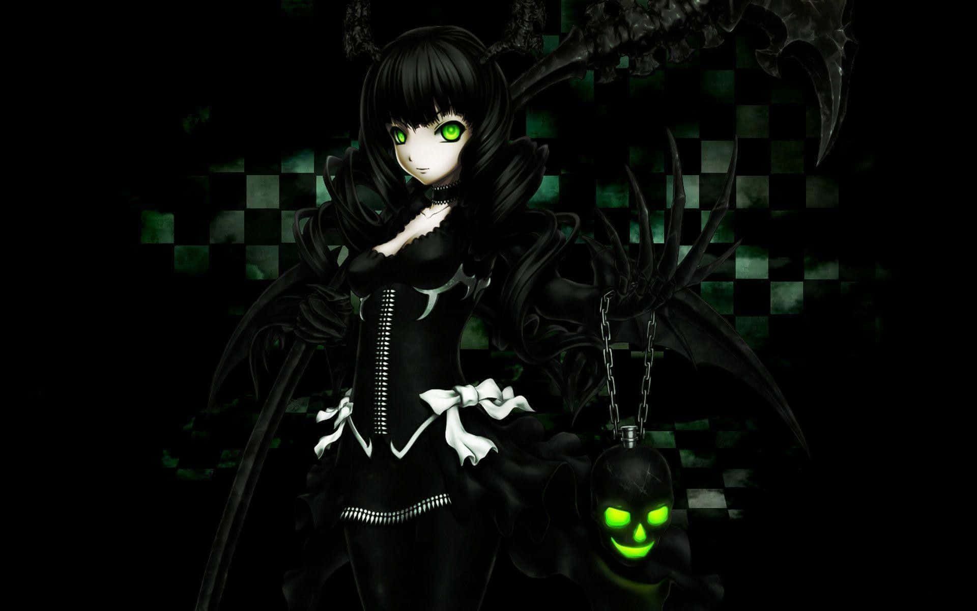市松模様の緑と黒のアニメPFP 壁紙