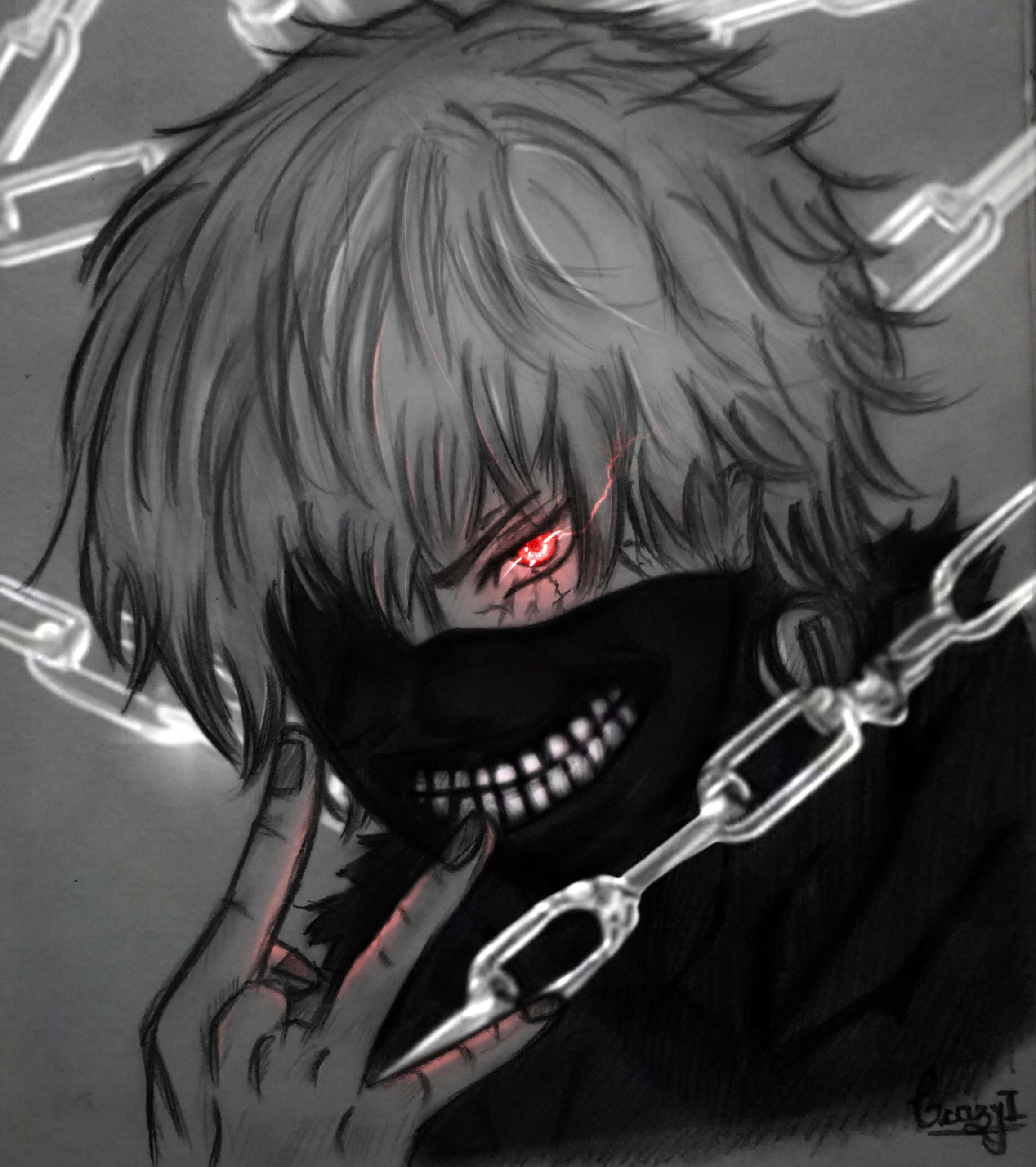 グレースケールのカネキPFP 壁紙