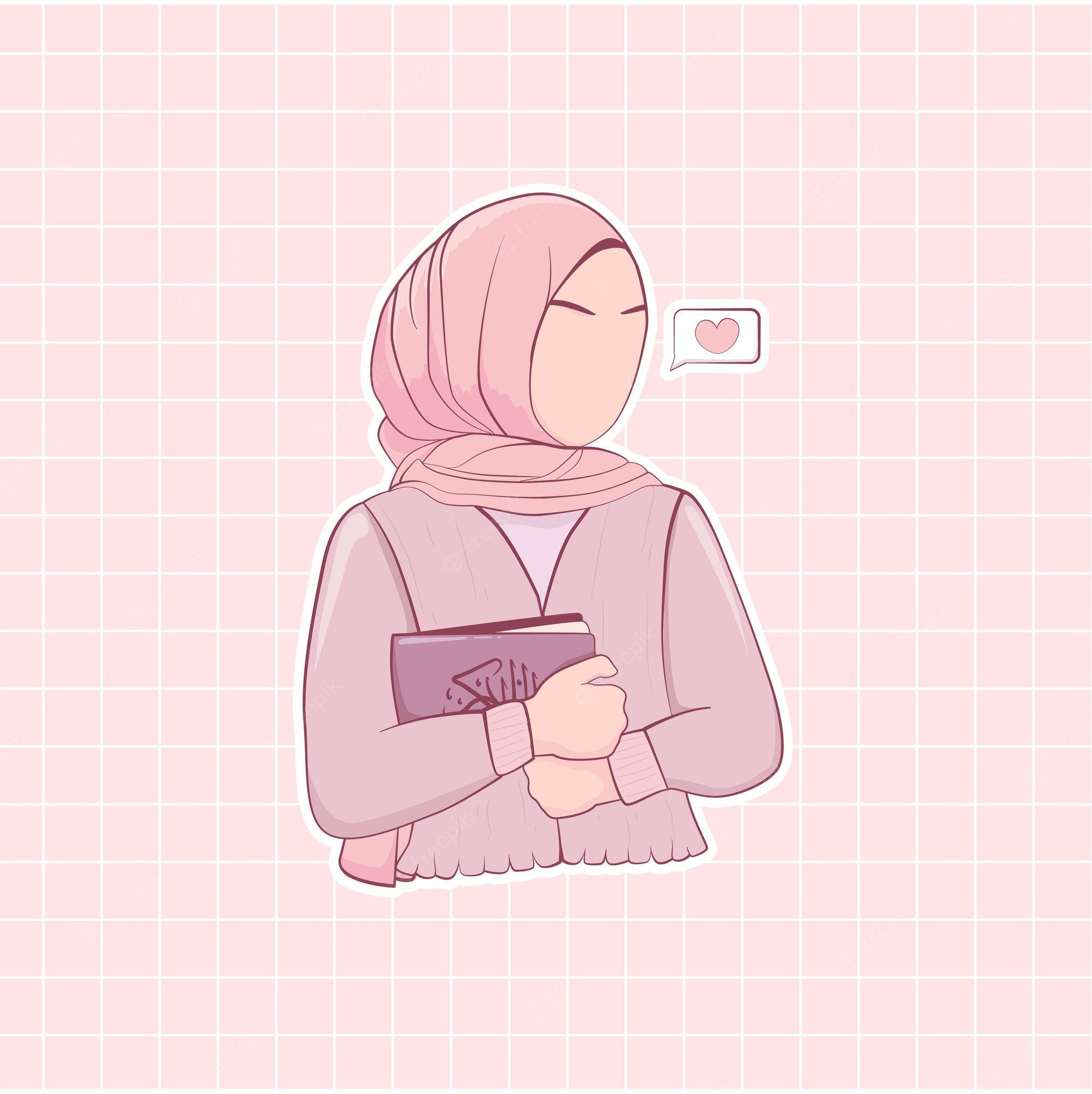 PFPおしゃれなノートを持つムスリムの少女 壁紙