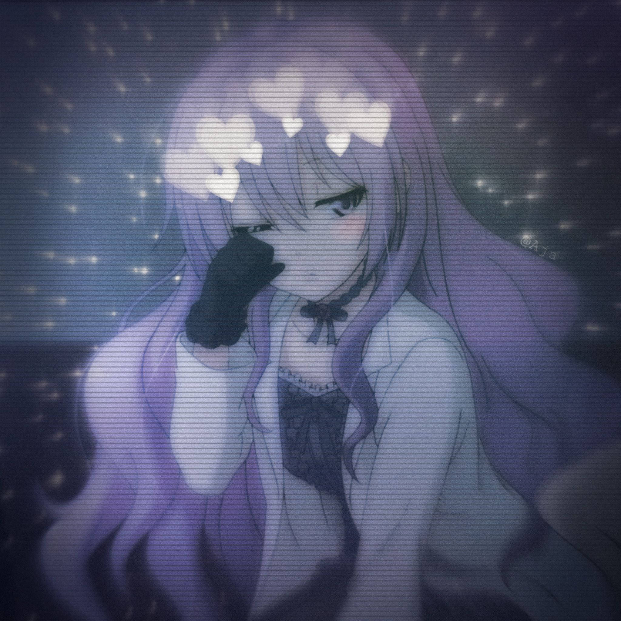 紫髪の女の子 エッジーなアニメPFP 壁紙