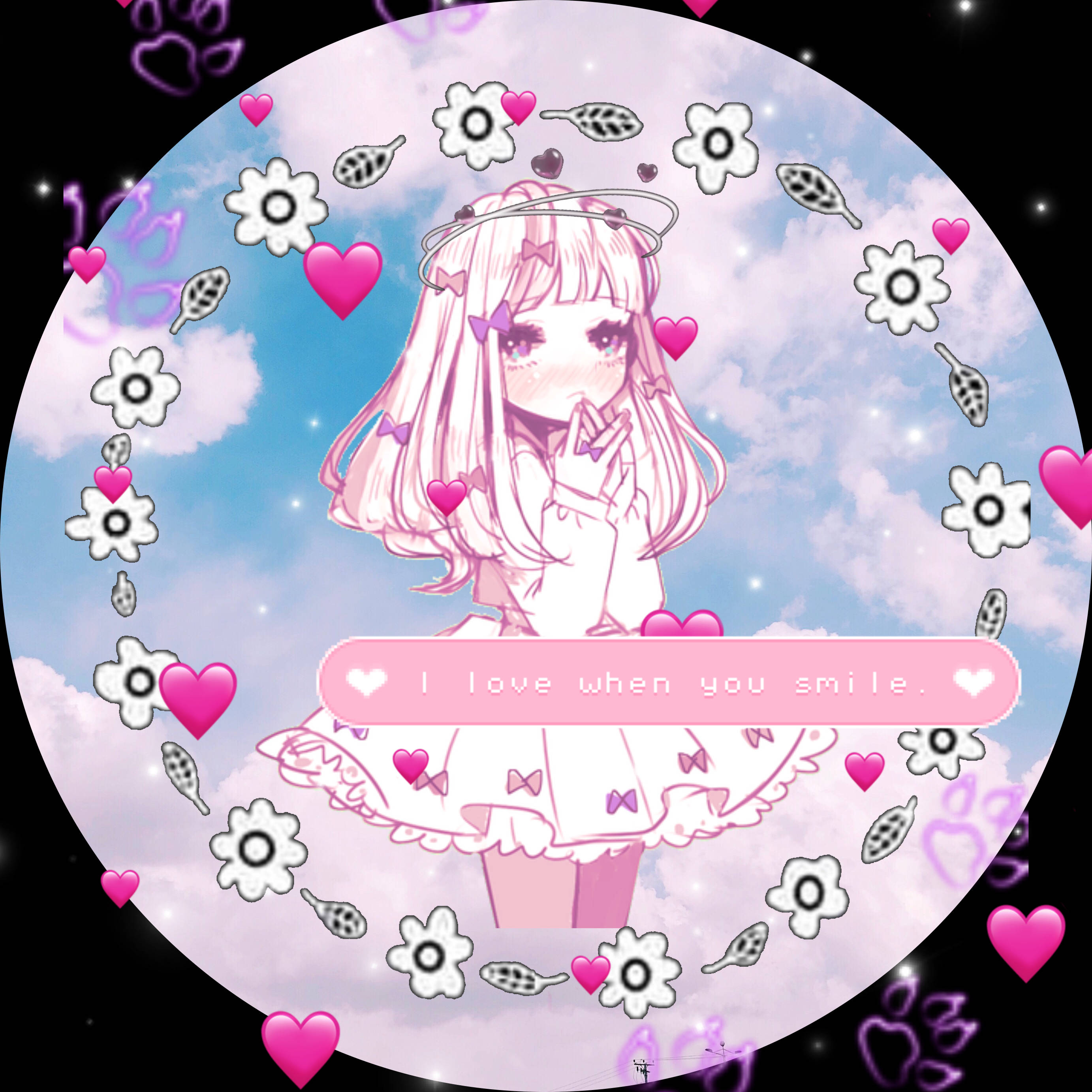 かわいい花柄アニメガールのPFP 壁紙
