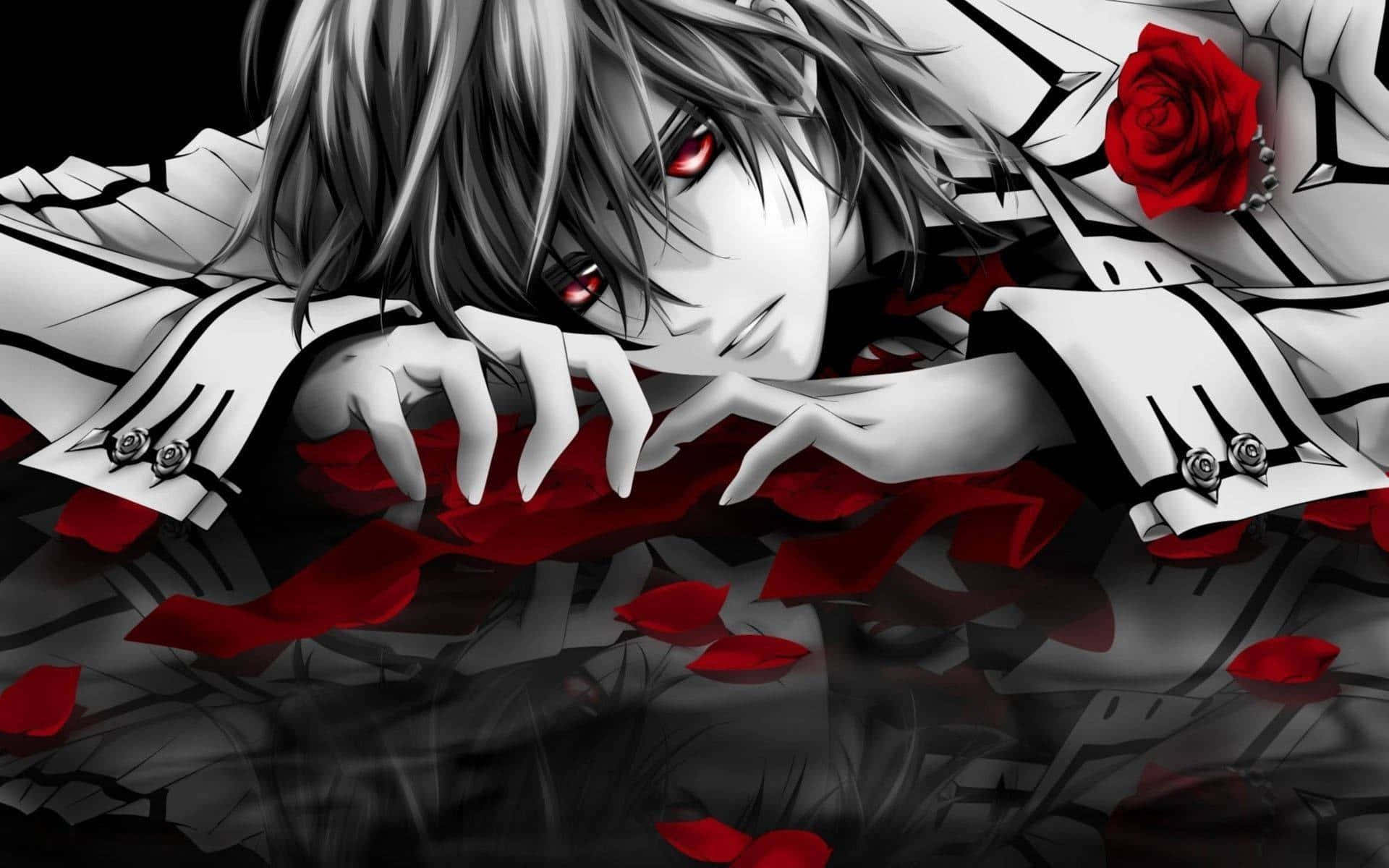 赤い薔薇のアニメPFP アート 壁紙