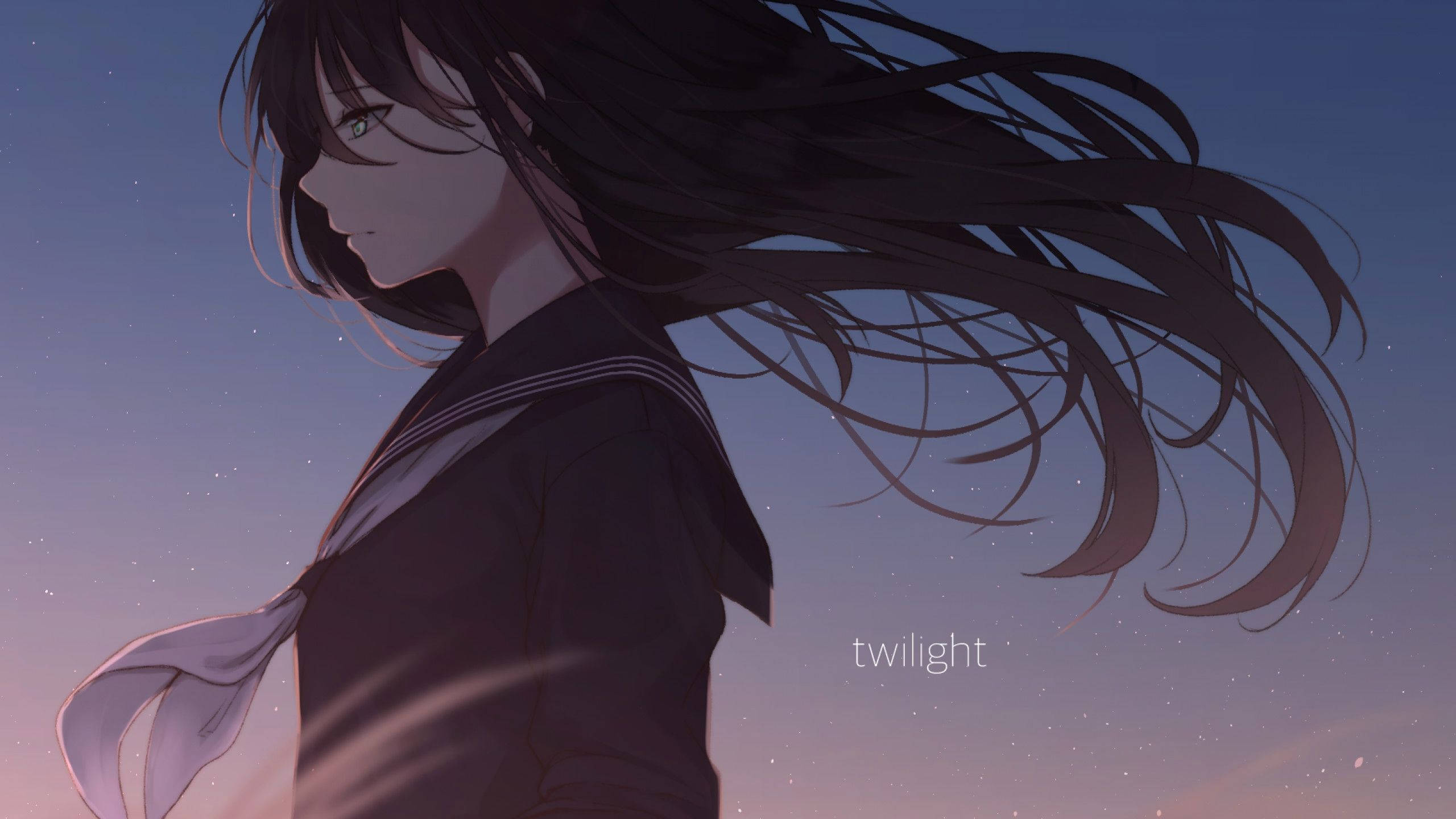 かわいいアニメの哀愁を帯びた少女のPFP 壁紙