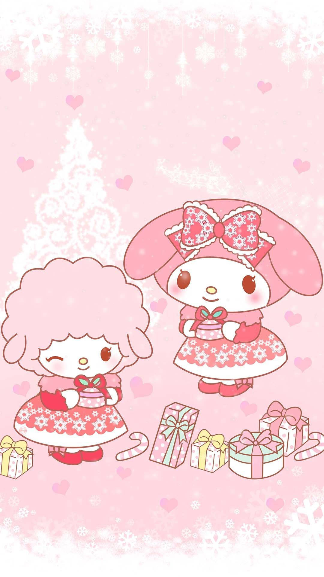 マイメロディ ピンクのクリスマスギフト PFP 壁紙