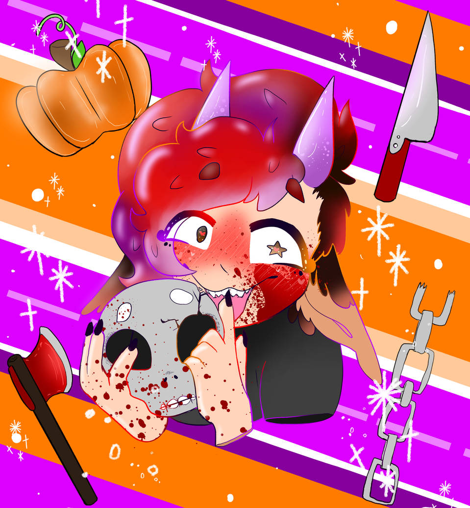 ハロウィンPFP かわいい子がドクロを抱く 壁紙