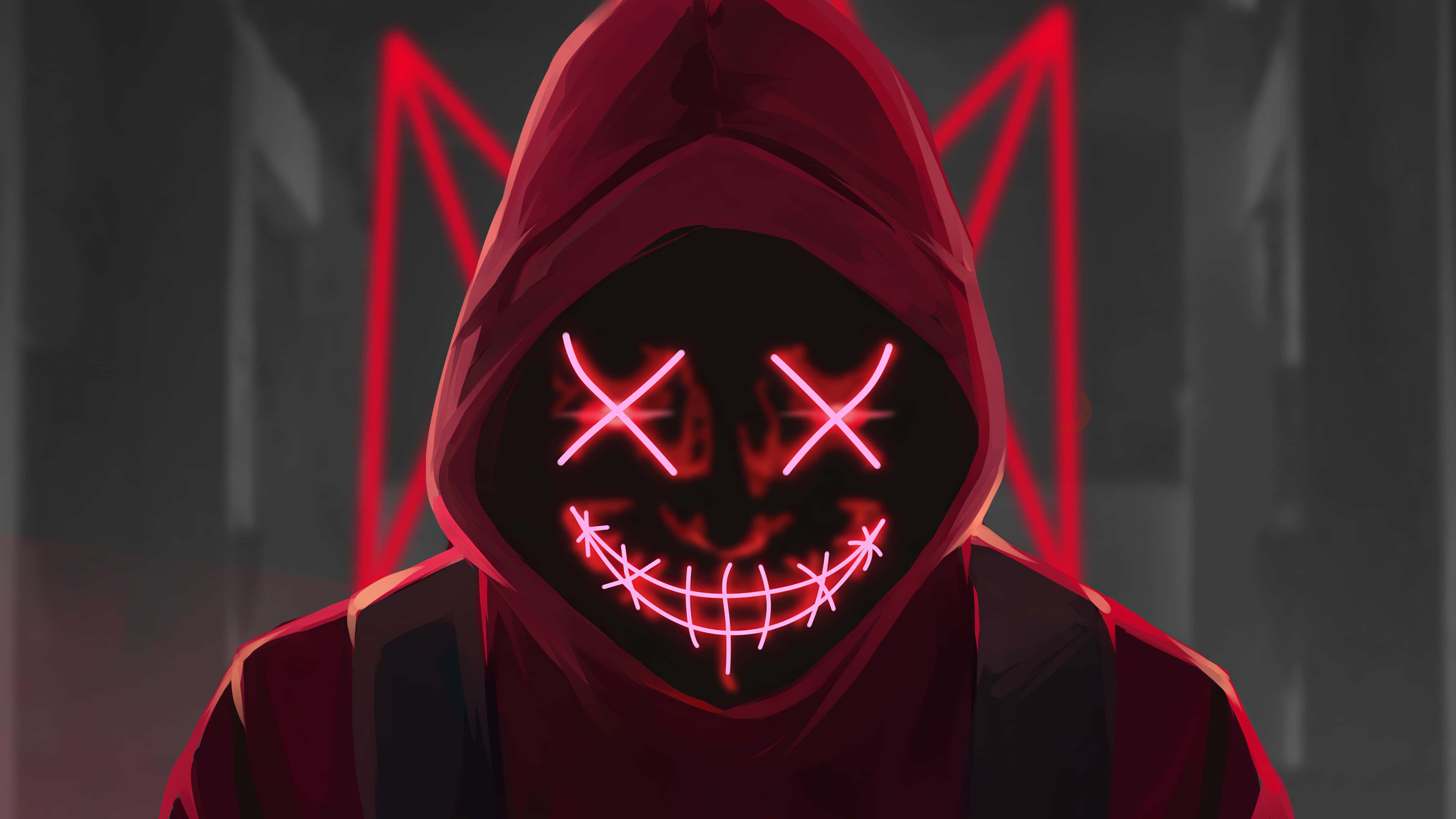 ネオンフェイスレッドPFP 壁紙