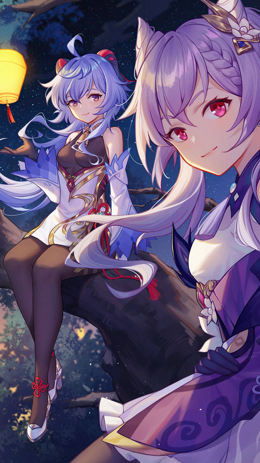 ガニューと刻晴 原神 Phone 壁紙