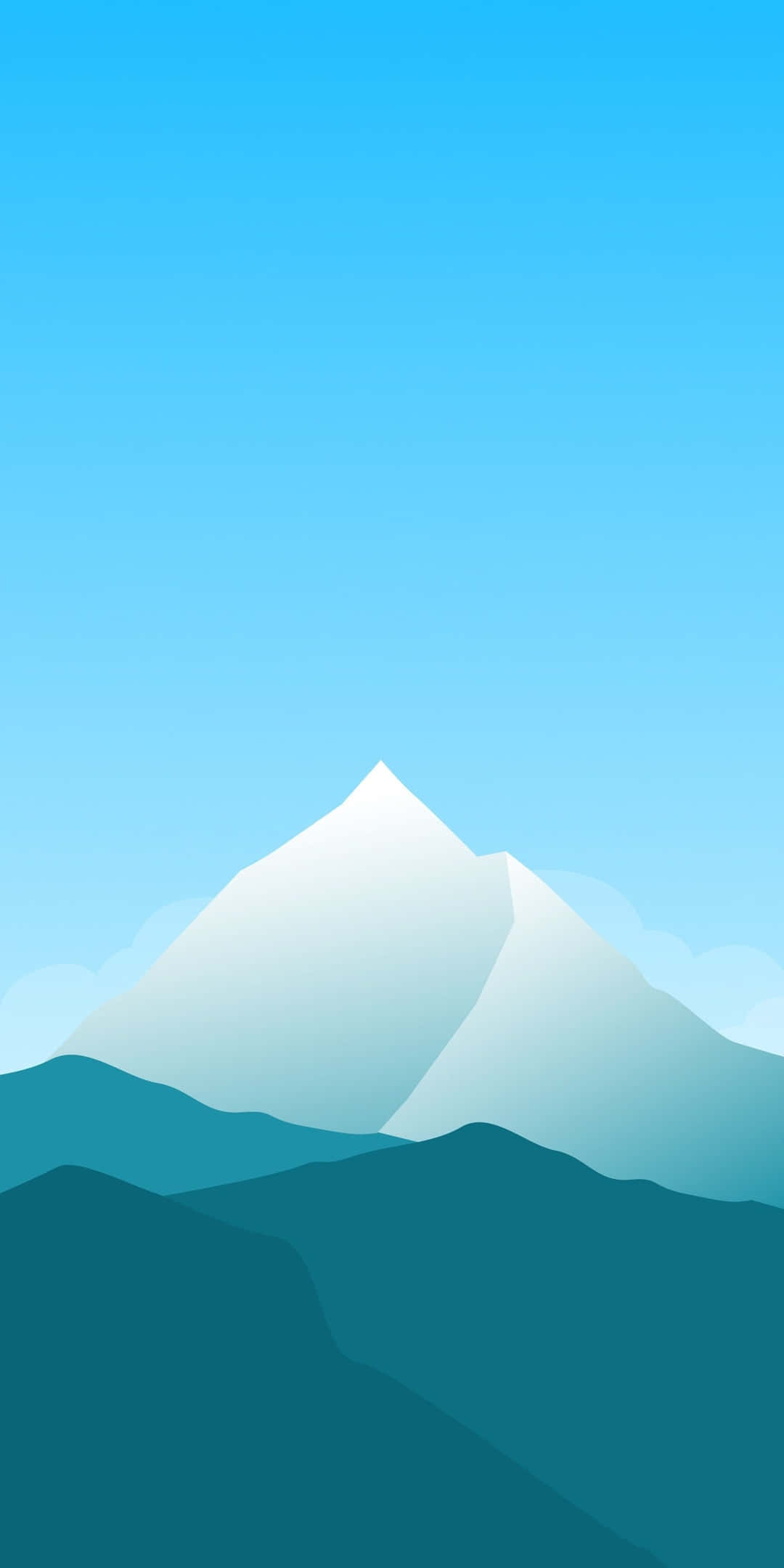 Pixel 3 ミニマル背景 ライトブルーの白い山 壁紙