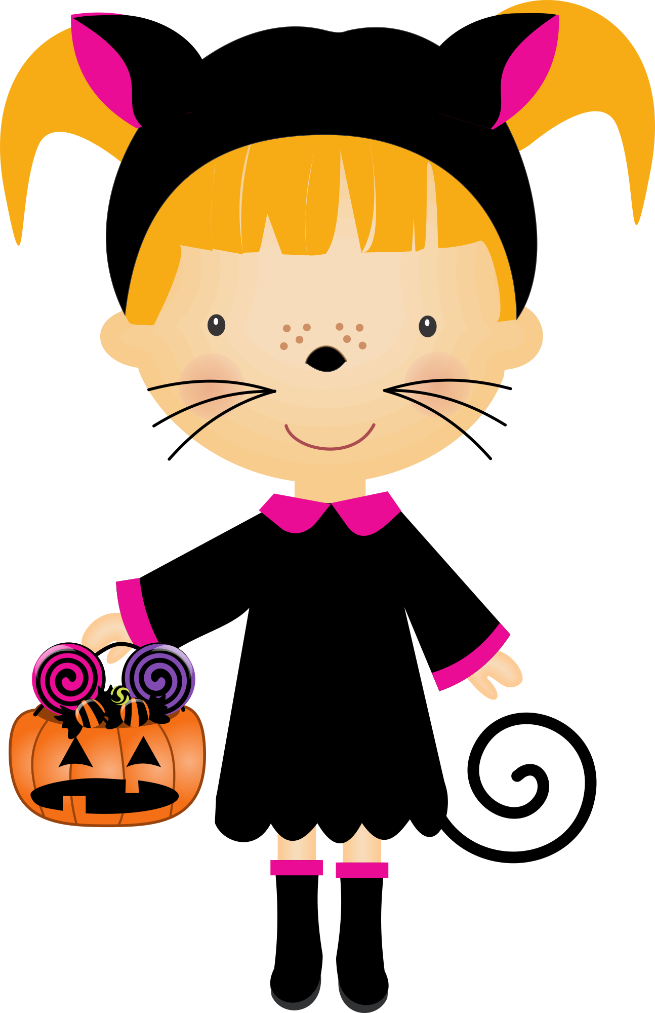 かわいい猫コスチュームの少女ハロウィン.PNG 壁紙