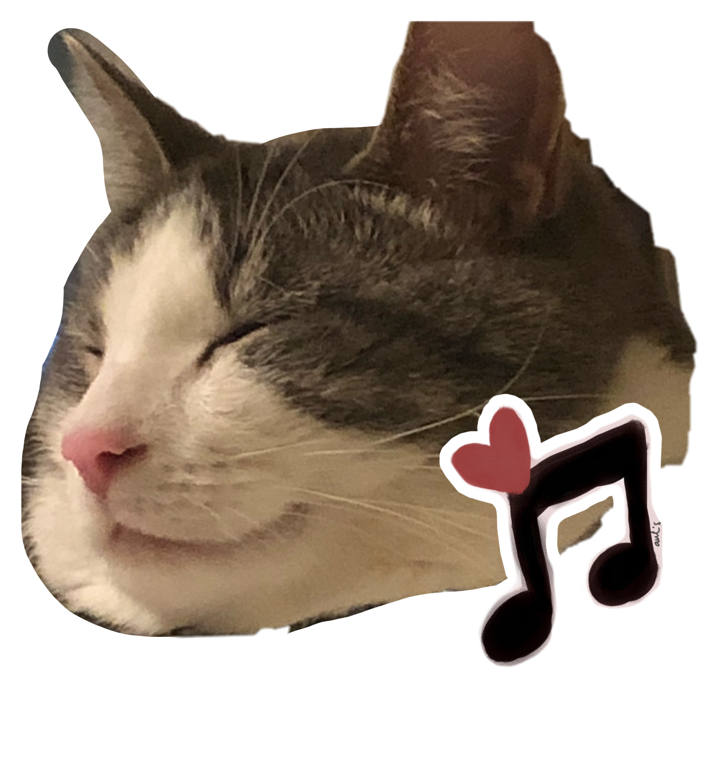満足げな猫 音楽 愛 ステッカー.PNG 壁紙